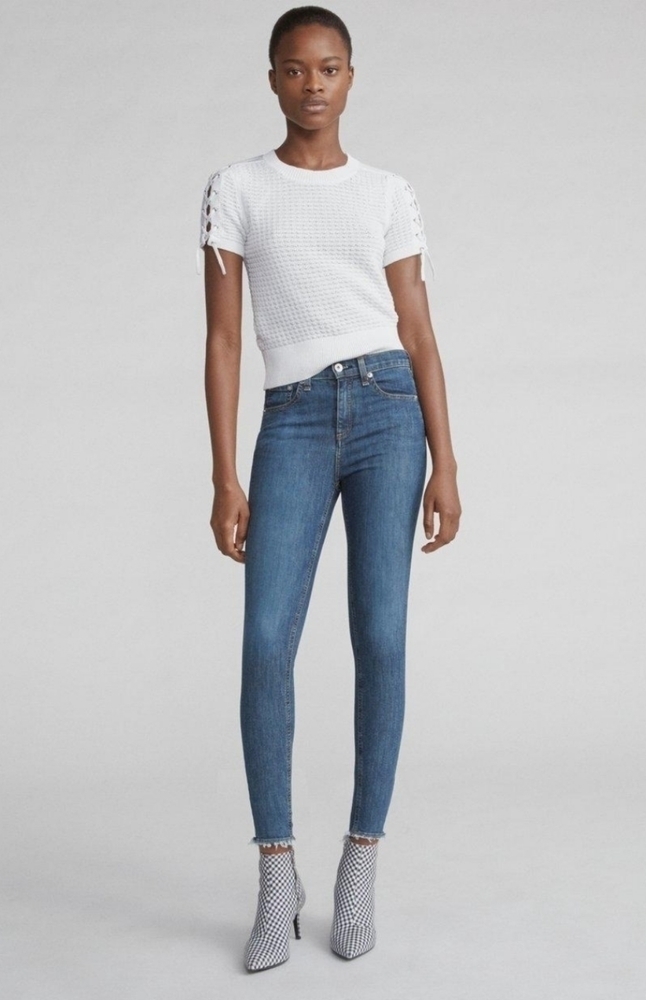 Rag & Bone High Rise Ankle Skinny Size 26 Raw Hem